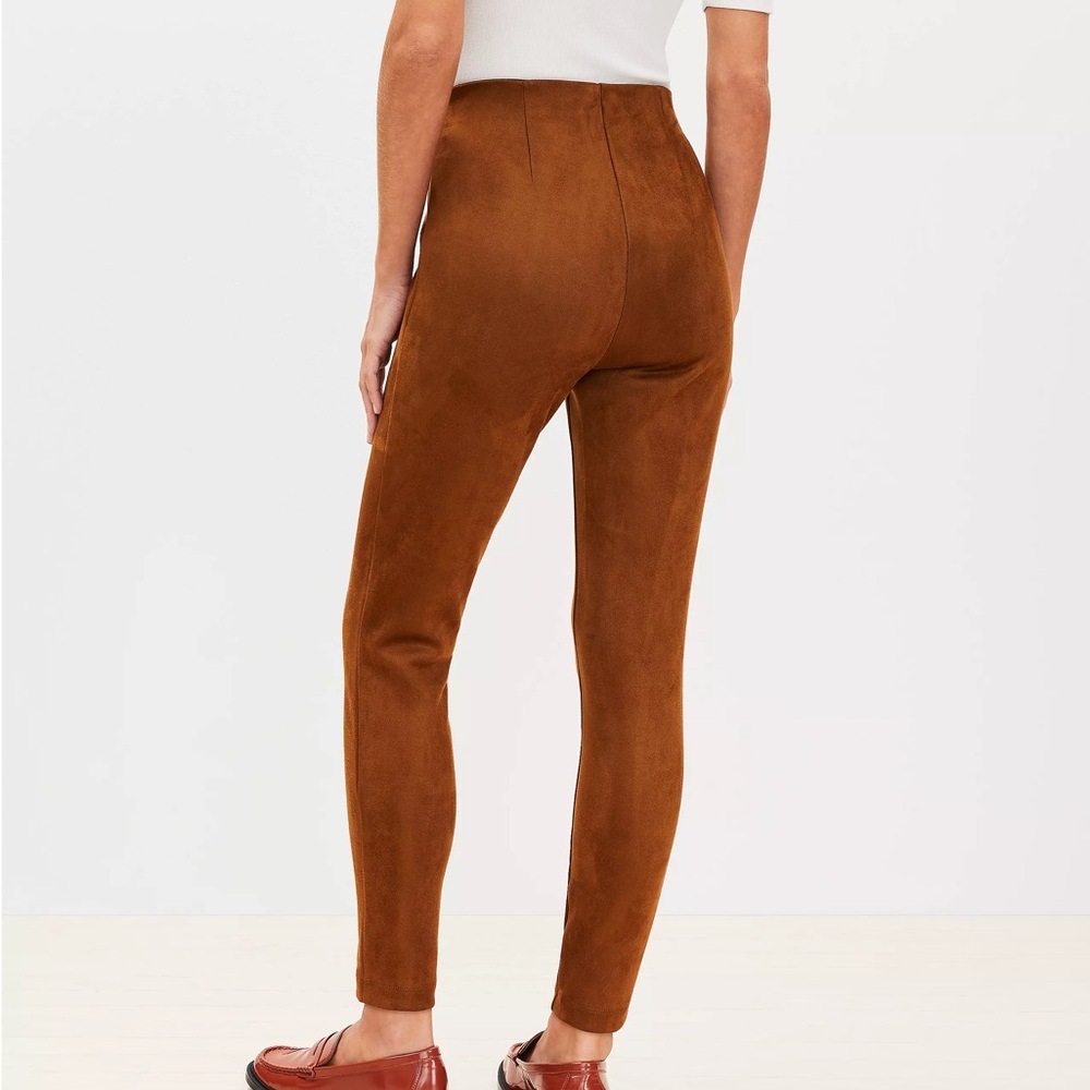 Ann Taylor loft faux suede skinny leggings toasted biscotti XLT - Picture 3 of 6